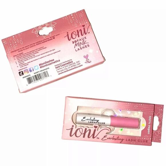 NEW Ioni 3D Faux Mink Lashes Wispy Full Dramatic & Eyelash Glue - Picture 2 of 5